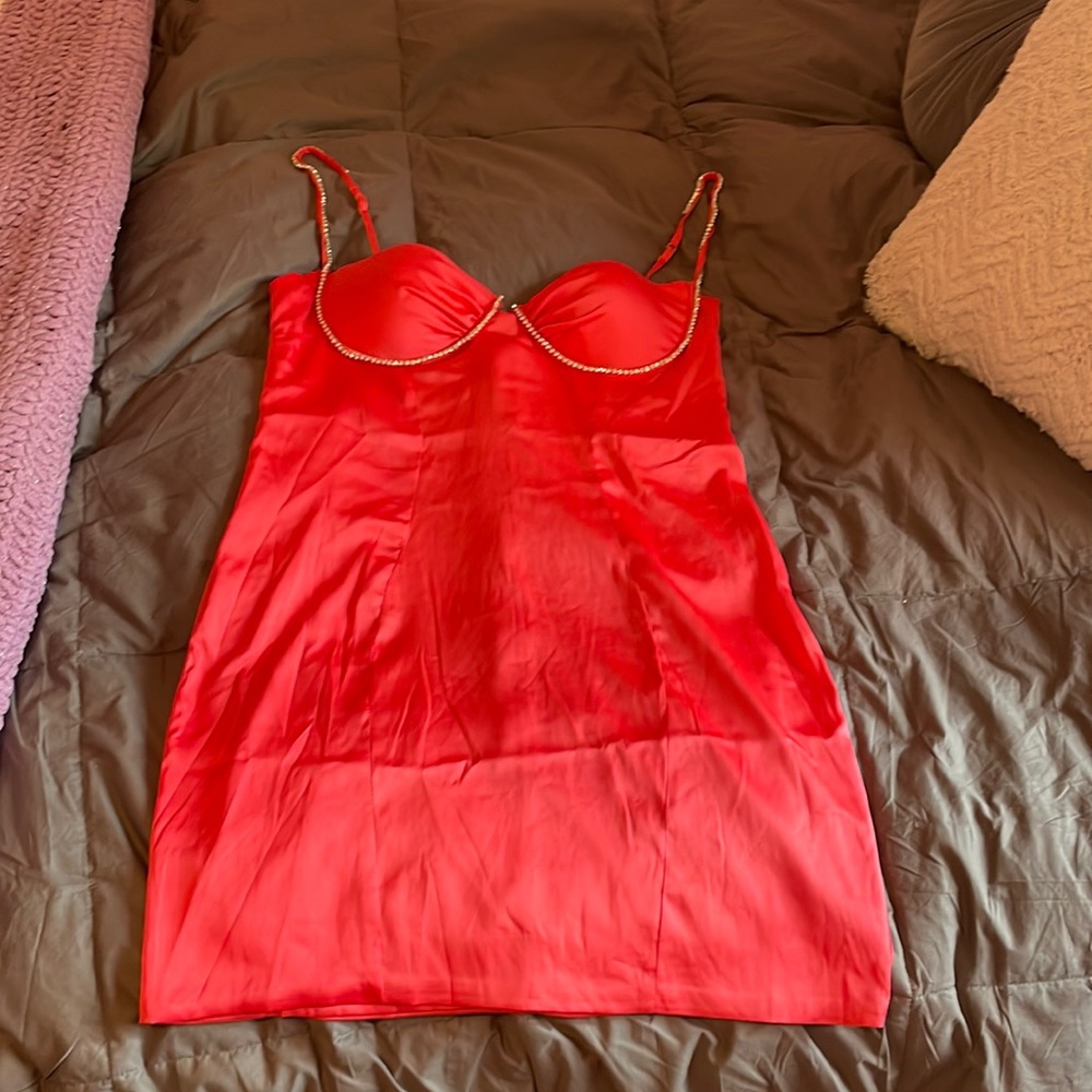 Pink, satin, dress